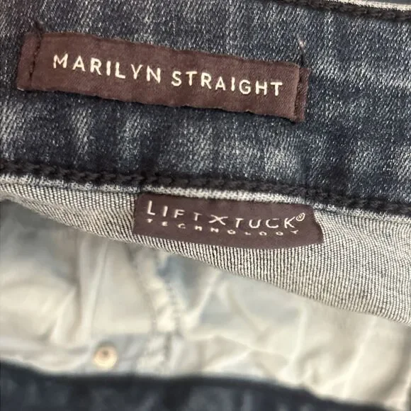 NYDJ Marilyn Jean Size 14 Straight Dark Indigo Wash Lift Tuck High Rise - Picture 4 of 4